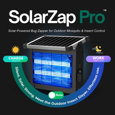SolarZap Pro – Solar-Powered Waterproof Bug Zapper for Outdoor Mosquito & Insect Control WhirlMist