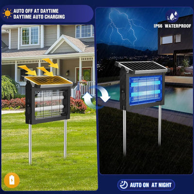 SolarZap Pro – Solar Powered Waterproof Bug Zapper for Outdoor Mosquito & Insect Control WhirlMist