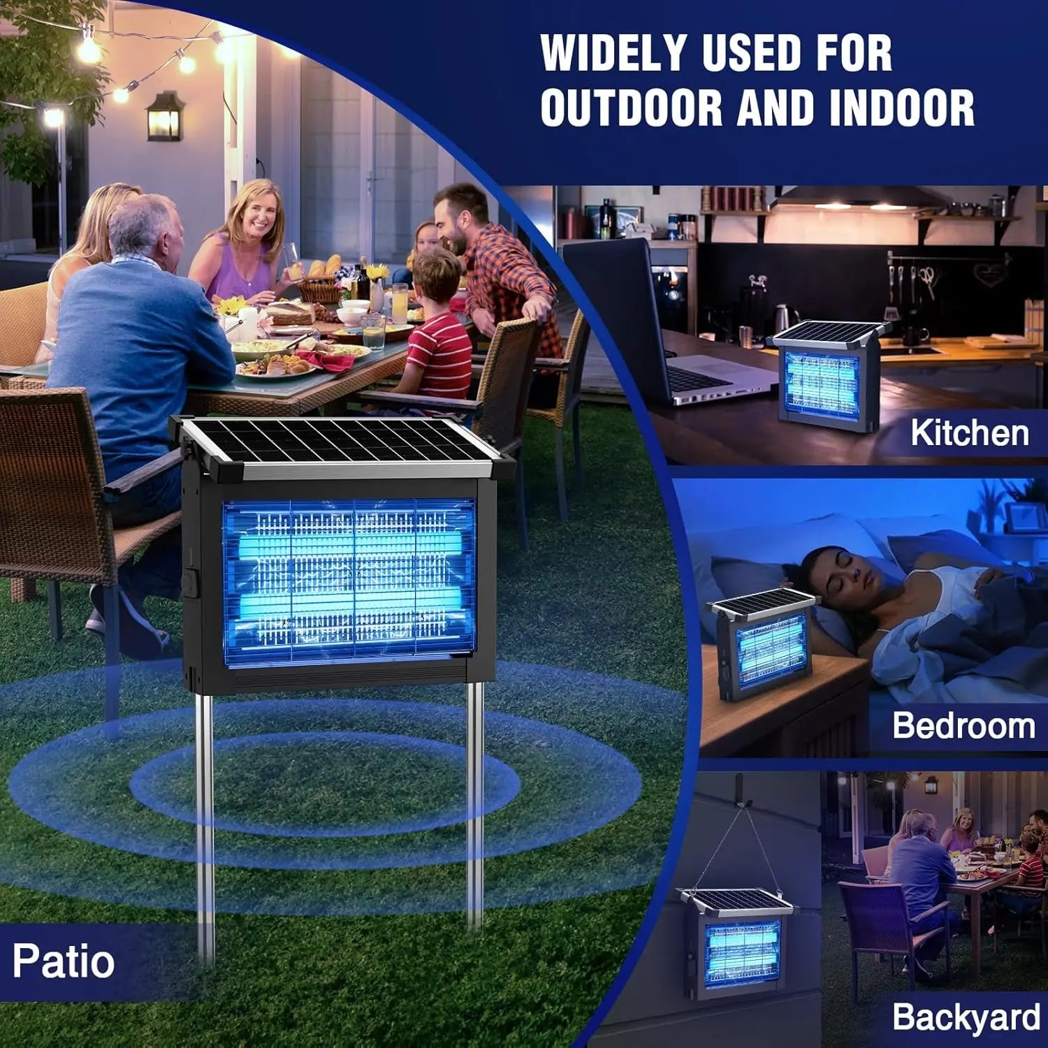 SolarZap Pro – Solar Powered Waterproof Bug Zapper for Outdoor Mosquito & Insect Control WhirlMist