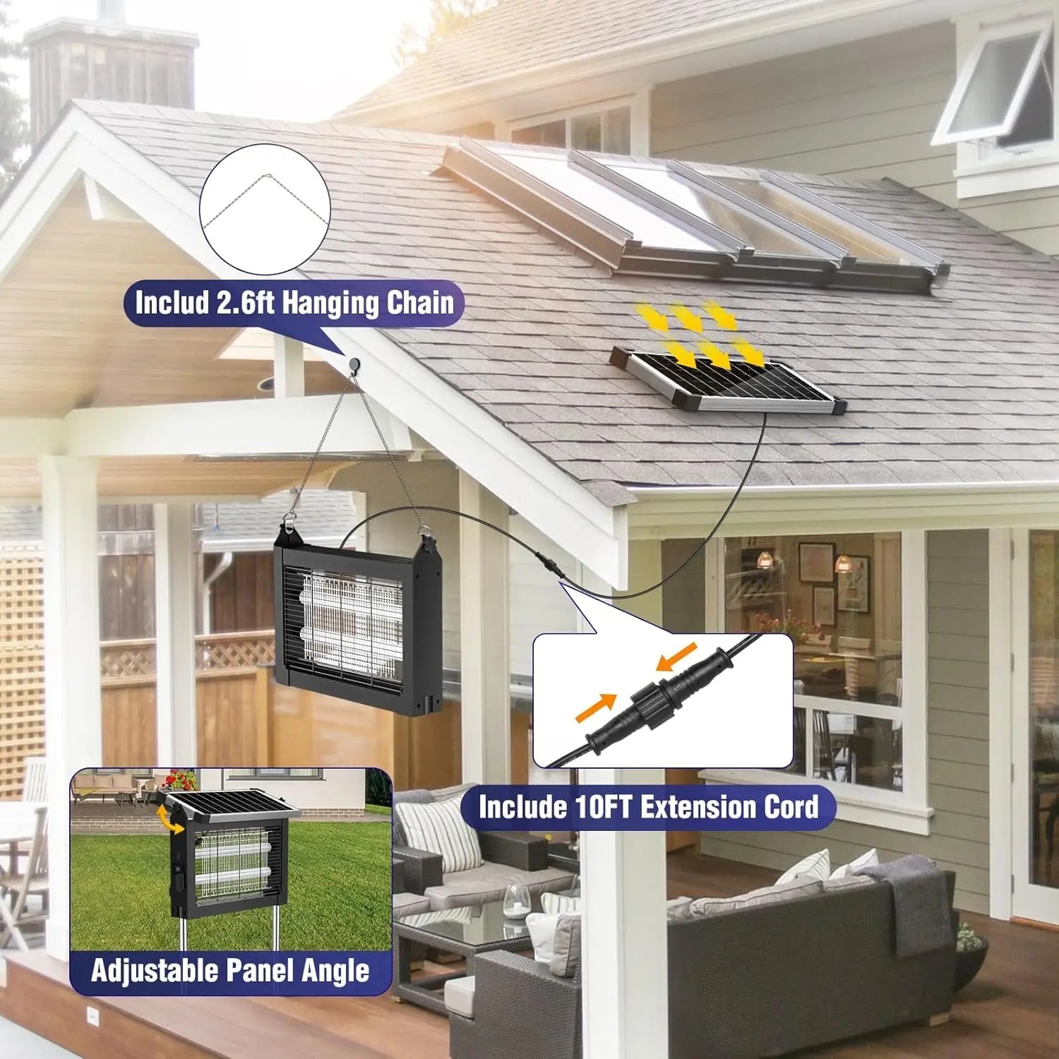 SolarZap Pro – Solar Powered Waterproof Bug Zapper for Outdoor Mosquito & Insect Control WhirlMist