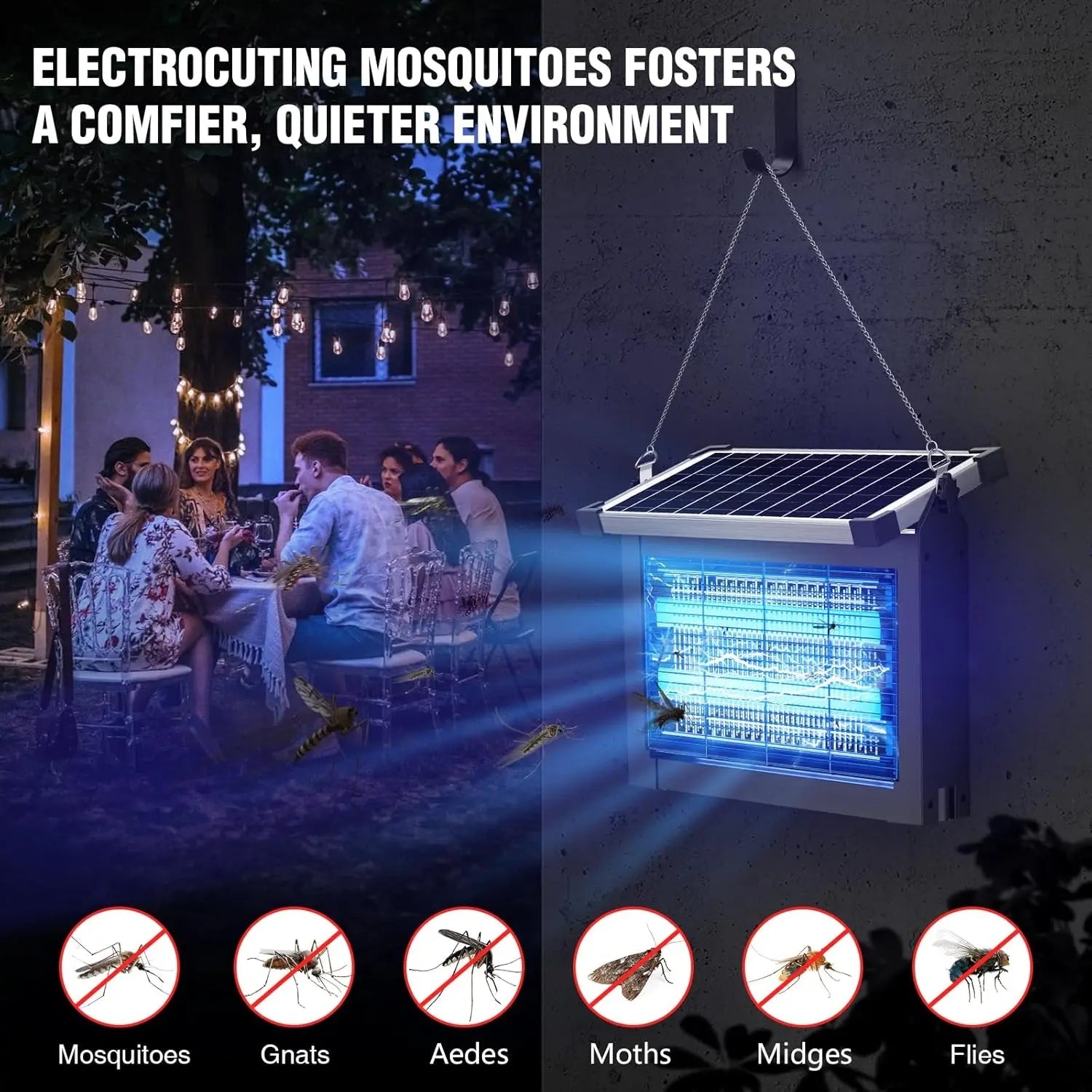 SolarZap Pro – Solar Powered Waterproof Bug Zapper for Outdoor Mosquito & Insect Control WhirlMist