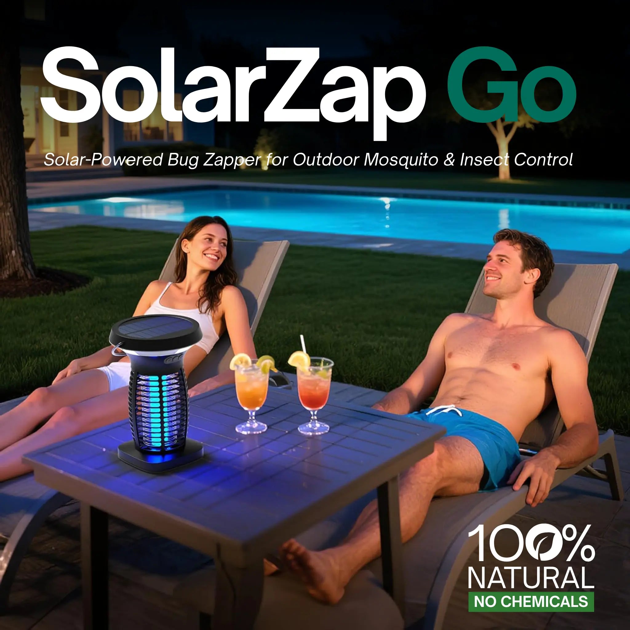 SolarZap Go - Portable Solar-Powered Bug Zapper for Outdoor Mosquito & Insect Control - WhirlMist