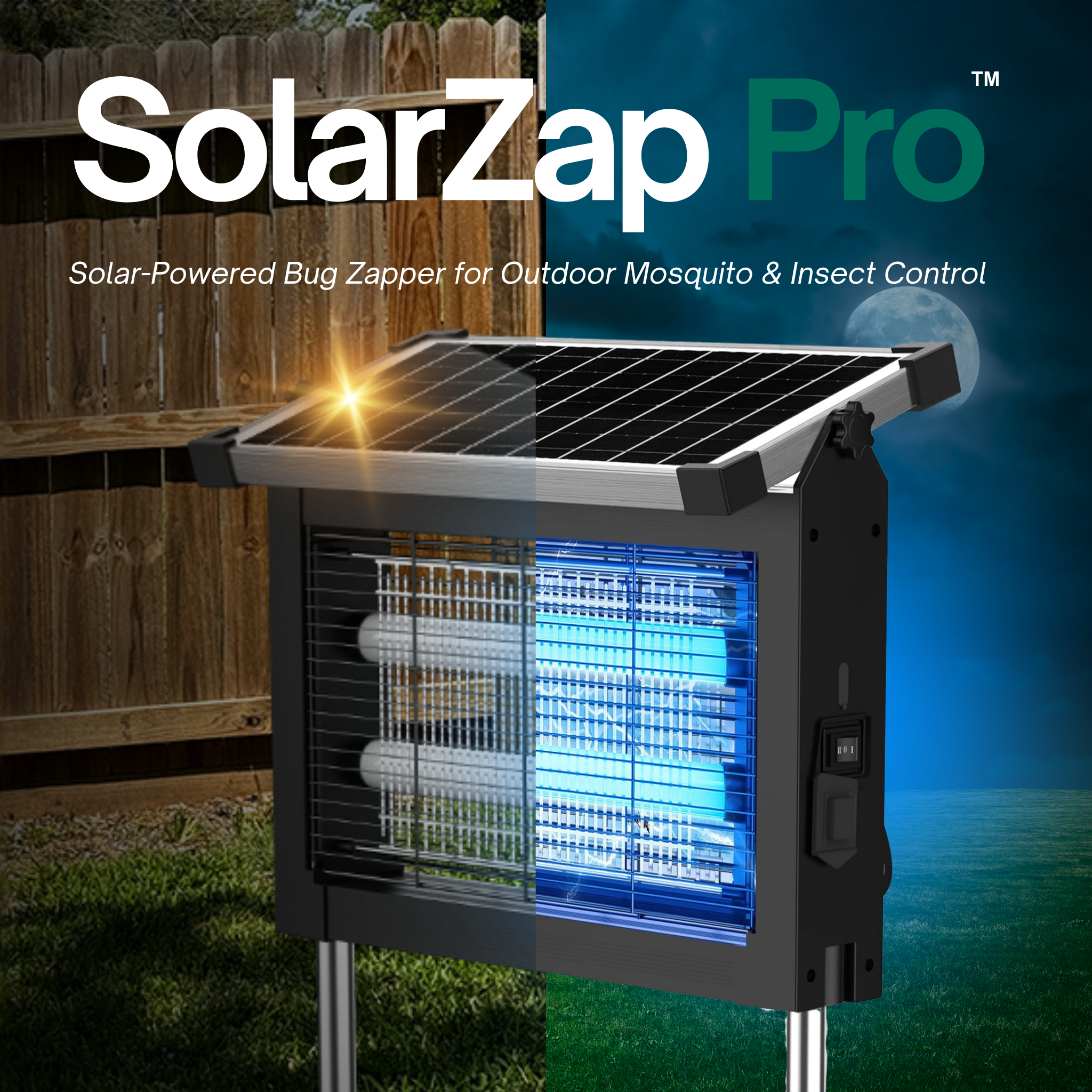 SolarZap Pro – Solar-Powered Waterproof Bug Zapper for Outdoor Mosquito & Insect Control WhirlMist