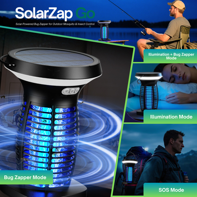 SolarZap Go - Portable Solar-Powered Bug Zapper for Outdoor Mosquito & Insect Control WhirlMist