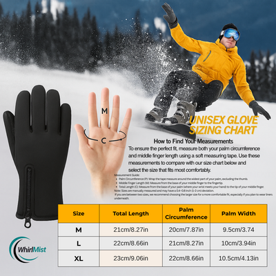 Outdoor Winter Gloves, Touchscreen and Windproof Full-Finger Gloves for Sports, Travel, and Daily Activities