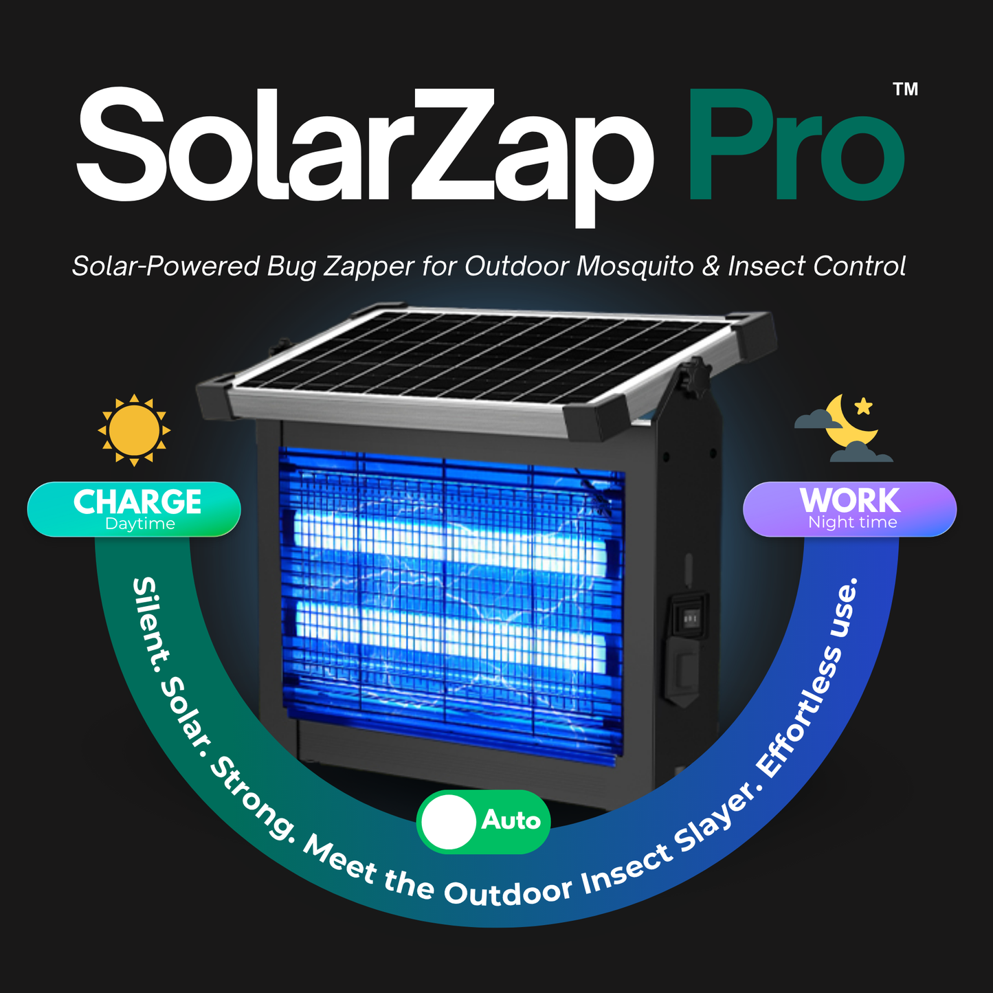 SolarZap Pro – Solar-Powered Waterproof Bug Zapper for Outdoor Mosquito & Insect Control