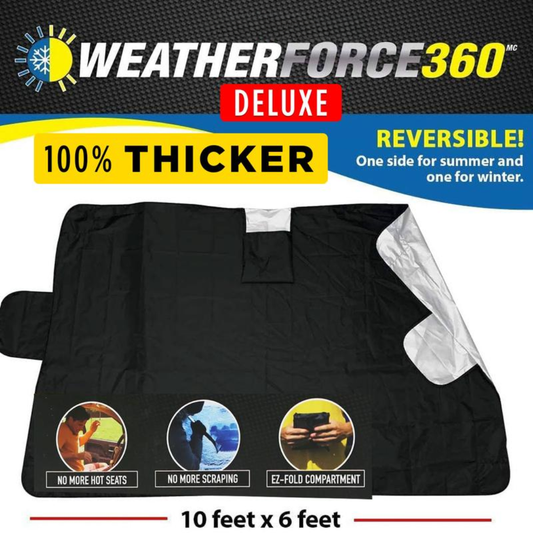 WEATHERFORCE360 Windshield Protector – All-Season Cover for Automobiles – All-Weather Sunshade, Snow, Ice Car Cover & Reversible with Anti-Theft Panels