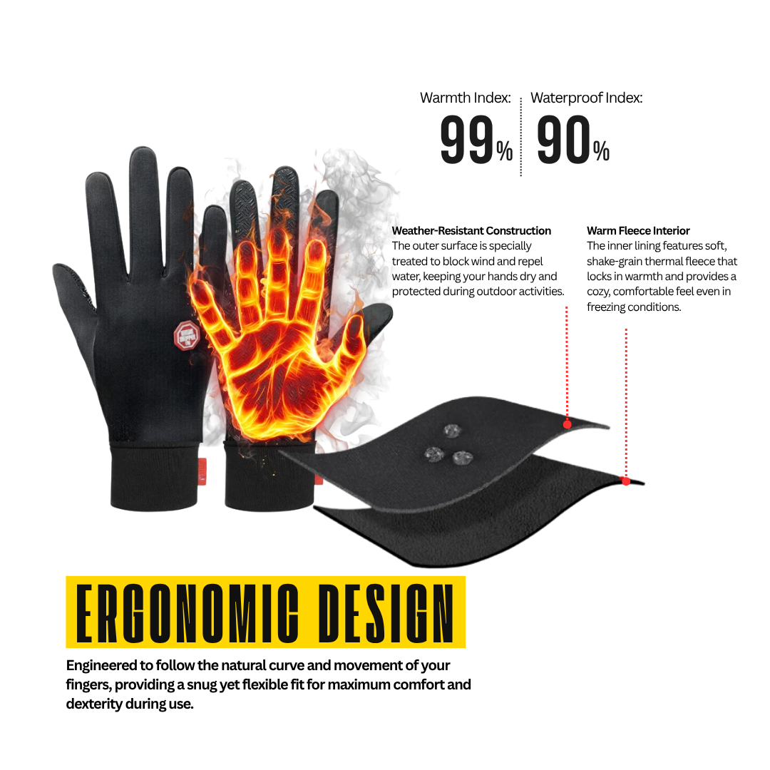 Outdoor Winter Gloves, Touchscreen and Windproof Full-Finger Gloves for Sports, Travel, and Daily Activities