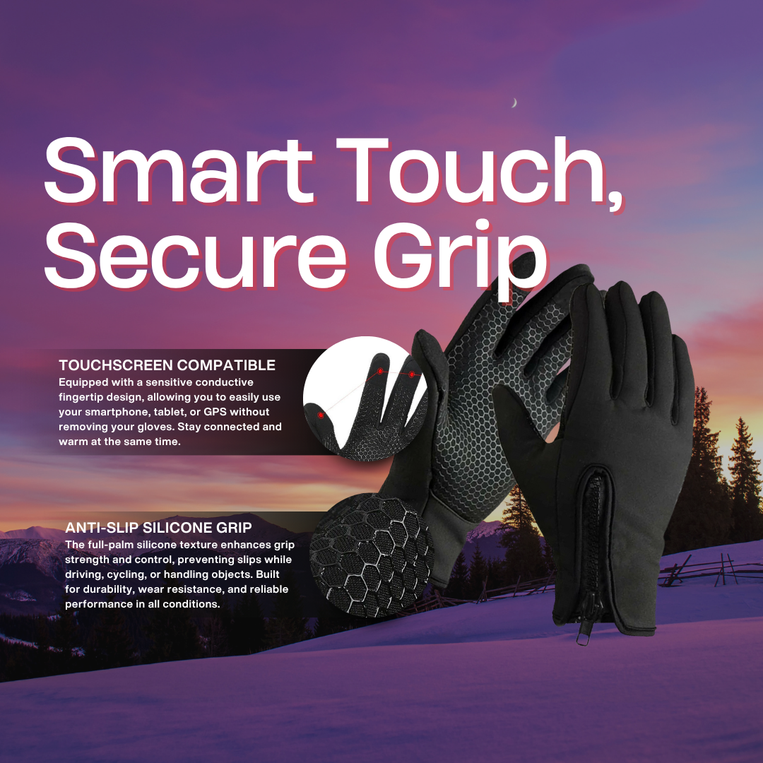 Outdoor Winter Gloves, Touchscreen and Windproof Full-Finger Gloves for Sports, Travel, and Daily Activities