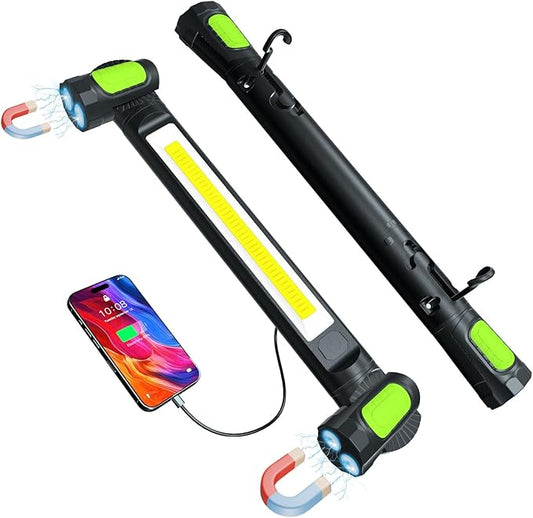 3000 LM Rechargeable Work Light Bar – 5200 mAh Battery • Magnetic Base • Dual Hooks • Under-Hood / Garage / Emergency Light