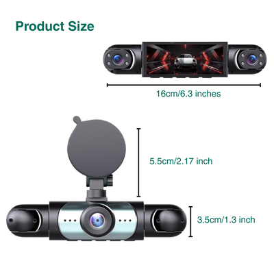 Full View 360° Car Dashcam System – 4-Channel 1080P HD Recording, Infrared Night Vision, G-Sensor, 64GB SD Card, Loop Recording – Taxi, Fleet & Family Vehicles