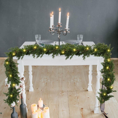 2 PCS 6 ft Christmas Cedar Garland with Lights for Mantel & Table