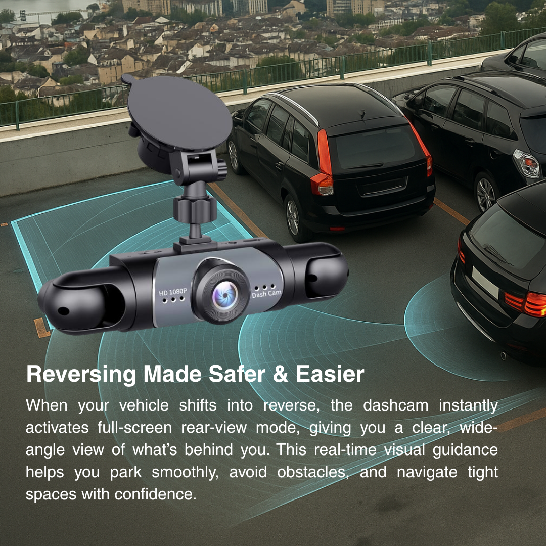 Full View 360° Car Dashcam System – 4-Channel 1080P HD Recording, Infrared Night Vision, G-Sensor, 64GB SD Card, Loop Recording – Taxi, Fleet & Family Vehicles