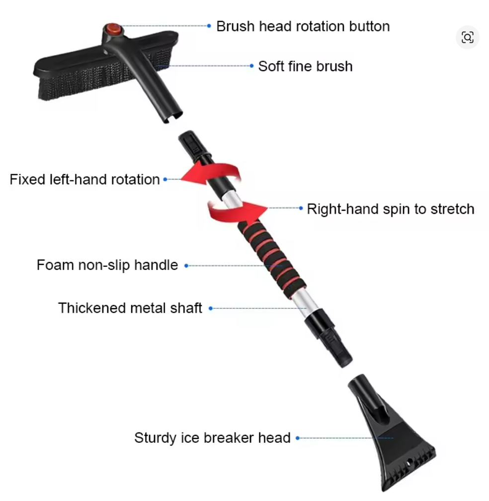 FrostSweep 2-in-1 Snow Brush & Extendable Ice Scraper